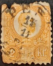 1871 Hungary Stamp Scott #1 Two Kreuzer Orange Used