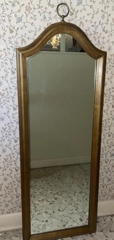 Vintage Early American  SPRAGUE & CARLETON Tall Wood Entry Mirror  47" T x 17.5" Cover
