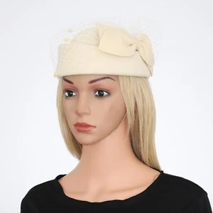 Mujer Boina Velo Derby Elegante Sombrero Gorra Iglesia Nuevo Fascinator Accesorios Fieltro Años 20 - Imagen 1 de 39