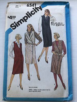 Vintage 1980s Patrón De Simplicidad 6541 Pierde Holgadas Jumper Vestido Talla 12 • 2.32€