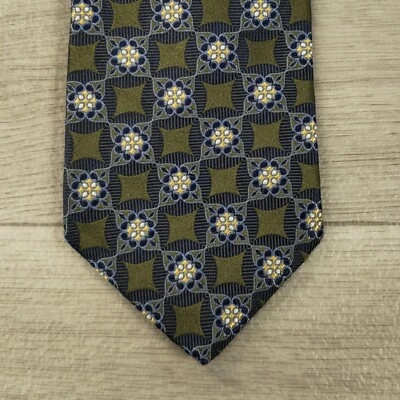 John W Nordstrom Men's Designer Necktie Green Blue Gold Jacqaurd Silk USA EUC - Image 1 of 4