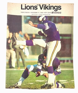 1968 Minnesota Vikings at Detroit Lions official NFL Football Program 11-17-68 - Picture 1 of 2
