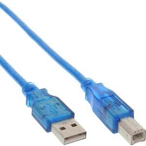 10x Câble USB 2.0, InLine, A vers B, Bleu-Transparent, 3m - Photo 1/2