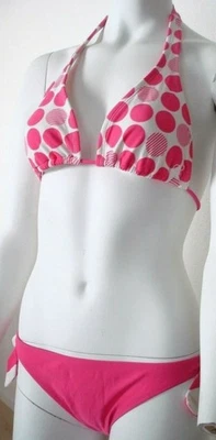 Conjunto de bikini halter a lunares rosa Op para mujer traje de baño talla S nailon spandex vintage Foto 1 de 4