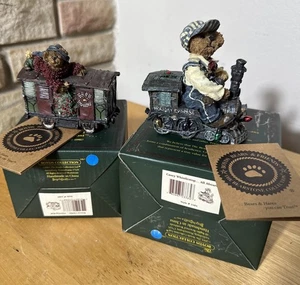 2 Piezas Boyds Bears Boxcar Chillie & Casey Whistlestop Todo A Bordo Cajas de Tren Nuevo - Imagen 1 de 9