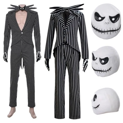 Джек косплей Skellington Рождественский костюм Хэллоуин вечеринки Джек скелет маска - Изображение 1 из 4