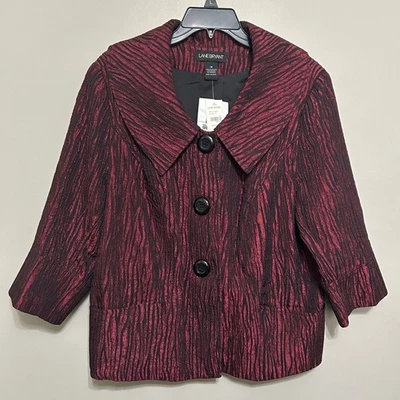 Cárdigan para mujer Lane Bryant 18 rojo negro chaqueta texturizada glamour valenciana blazer Foto 1 de 4