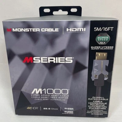 Monster Cable M1000 HDMI Cable 4K HDR Super Speed 22.5 Gbps 5M/16FT SEALED - Image 1 of 4