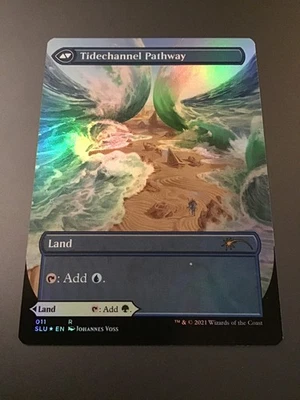 MTG Secret Lair #011 Tidechannel / Barkchannel  Pathway Borderless Foil NM - Image 1 of 2