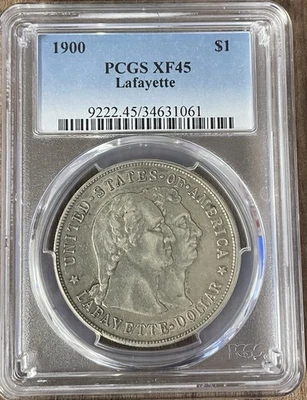 Medio dólar de plata conmemorativo Lafayette 1900 graduación profesional XF45 Foto 1 de 2