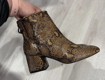 Bershka Snake Skin Chunky Heel Boots Size 37 EU 7 US In Fall Colors - Image 1 of 4