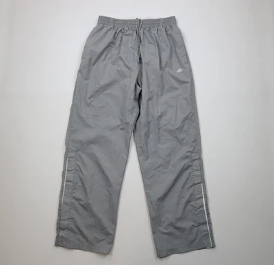 Pantalones cortavientos grises vintage Y2K 2001 Adidas para hombre 2XL XXL deletreados pierna ancha Foto 1 de 4
