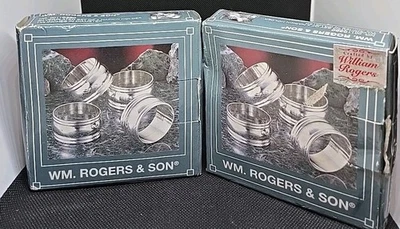 2 sets VTG Wm. Rogers & Son Silver Plated Napkin Holder 8 Rings New E - Image 1 of 2