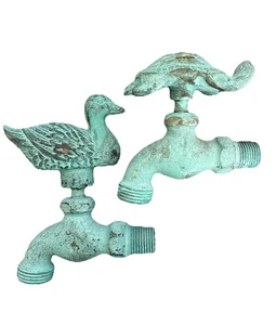 Vintage NEU Messing Metall Schildkröte und Ente Wasserzapfen Wasserhahn Wasserhahn Außen Gartenschlauch - Bild 1 von 11