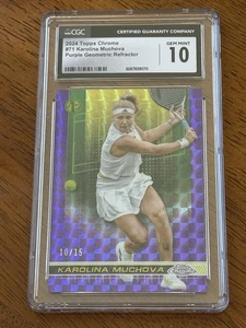 2024 TOPPS CROMO KAROLINA MUCHOVA VIOLA GEO RIFRATTORE /15 CGC 10 GEMME RARO! 🔥 - Foto 1 di 2