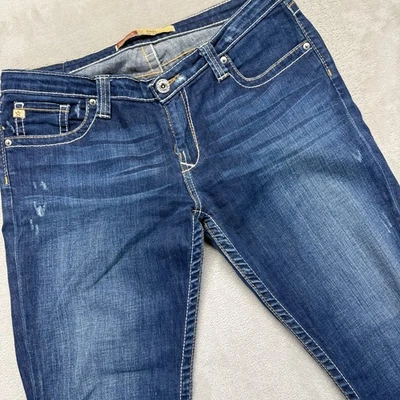Pantalones de mezclilla Big Star para mujer 32 Rikki Bootcut tiro bajo tobillo bigotes lavado oscuro Foto 1 de 4