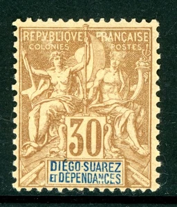 France Colonies 1892 Diego Suarez 30¢ Brown Scott #33 Mint G10 - Picture 1 of 6