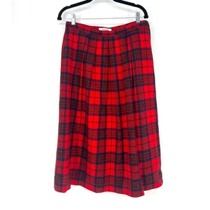 Falda midi plisada vintage Pendleton Leslie tartán a cuadros de lana roja y negra - Imagen 1 de 11