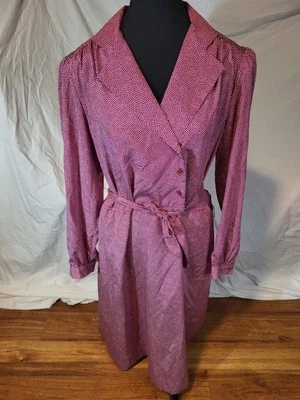 Vestido Camisa Schrader Sport De Colección Rojo Lunares Manga Larga Cinturón Talla 14 Pequeño Foto 1 de 4