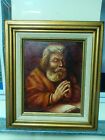Oil Painting On Canvas Otto Botto By Signed Loret “ Rembrandt Old Man Praying “