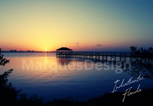 Melbourne Beach, Indiatlantic, Space Coast Florida Sunset Photo SLATE FRAME - Picture 1 of 3