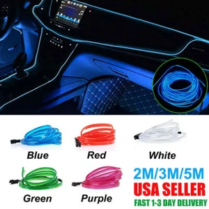 Blue Car Party Neon LED Light Glow EL Neon Wire String Strip Rope Tube Decora - Picture 1 of 12