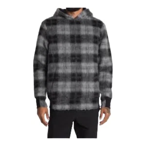 New Twenty Montreal Plaid Wool Blend Fuzzy Kangaroo Pocket Hoodie Pullover Lg - Picture 1 of 13