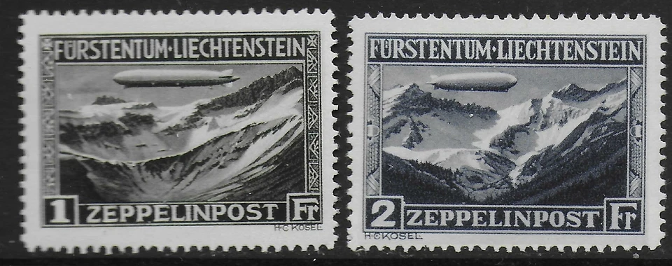 Liechtenstein stamps 1931 MI 114-115 ZEPPELIN Airmail MNH VF  - Image 1 of 1