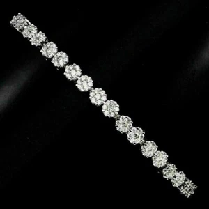 Silver Bracelet Created Zircon Stones Solid Sterling 6 3/4 to 8 Inch - Bild 1 von 24