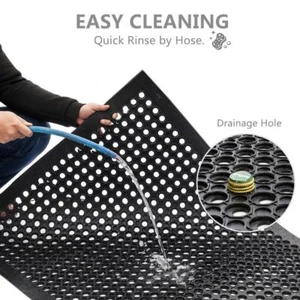 Heavy Duty Floor Mat Anti Fatigue Kitchen Bar Rubber Drainage Black 36" x 60" - Picture 1 of 8