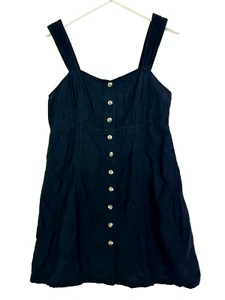 American eagle button front linen blend dress black size medium smocked - Picture 1 of 4