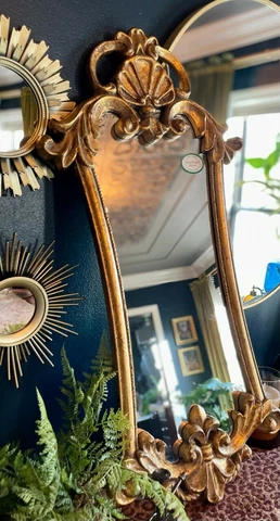 32" Tall VTG-Gold Gilt Ornate Hollywood Regency Wall Mirror HORCHOW French NEW Cover