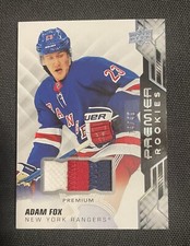 2019-20 Upper Deck Adam Fox UD Premier Rookie 3 Color Jersey Patch Premium 14/49
