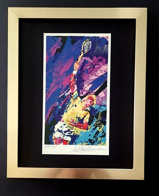 LEROY NEIMAN + TÊNIS + POR VOLTA DE 1990 + IMPRESSÃO ASSINADA EMOLDURADA + COMPRE AGORA - Imagem 1 de 3