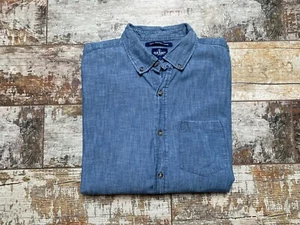 OLD NAVY Men's Slim Fit Blue DENIM Cotton Long Sleeve Shirts Size L/G - Picture 1 of 4