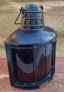 Antique Nautical Ship Red Glass Oil Lantern by Geo B Carpenter,Chicago#H - Picture 1 of 17