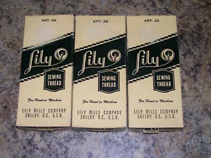 Vintage Lily Mill Co Sewing Thread 36 X 35 Yards ea Black White 3 Original Boxes - Picture 1 of 11