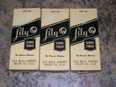 Vintage Lily Mill Co Sewing Thread 36 X 35 Yards ea Black White 3 Original Boxes - Image 1 of 4