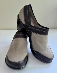 Jambu Cali Womens Wedge Clogs 9M Beige Suede Brown Leather Sport Shoes - Picture 1 of 20