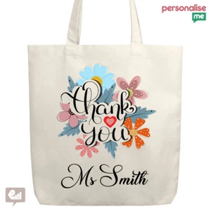 Personalised Tote Bag THANK YOU Teacher School Collage Work Shopper Ladies Gift - Picture 1 of 1