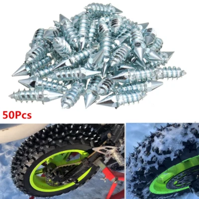 50Pcs Motorcycle Snow Screw Tire Studs Anti Skid Falling Spikes Wheel Tyres Kit Foto 1 de 4
