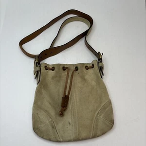 Coach Cream Suede Bucket Bag Drawstring Crossbody Purse Vintage 9524 - Picture 1 of 10