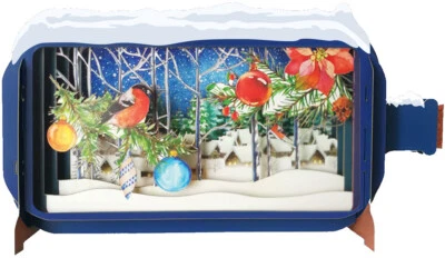 NOTES & QUERIES Robin on Pine Branch 3D Pop Up Laser Cut 'Message in a Bottle Christmas Card