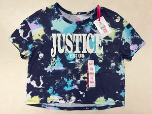 Justice Girls Tie Dye Size Small (7/8) Crop Shirt Short Sleeve Tee NWT - Picture 1 of 2