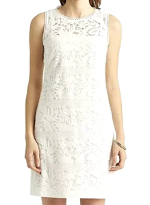 Lauren Ralph Lauren Mini Shift Lace Dress Crochet White Ivory Floral Size 10 NEW - Picture 1 of 6