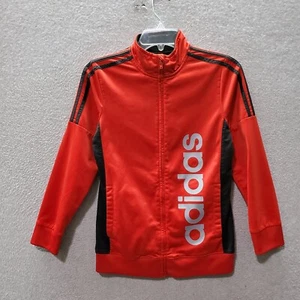 Adidas Boys Sweater Medium Red Logo Pockets Full Zip Long Sleeve Mock Neck - Picture 1 of 8