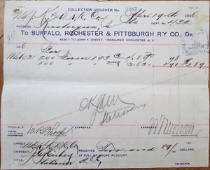 Buffalo Rochester Pittsburgh Railway Railroad 1906 Document Letterhead, NY - Picture 1 of 1