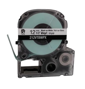Cinta de etiqueta de vinilo Epson 212VTBWPX 1/2" negra sobre blanca - distribuidor autorizado - Imagen 1 de 2