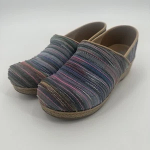 Dansko Espadrille Clogs Women's EU Sz 38 Multi Rainbow Artisan Weave Closed Back - Picture 1 of 8