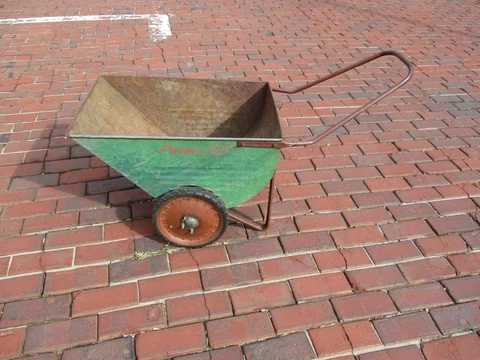 Vintage Metal Garden Cart PIONEER 202F  Lawn Wheel Barrow rustic primitive decor Cover